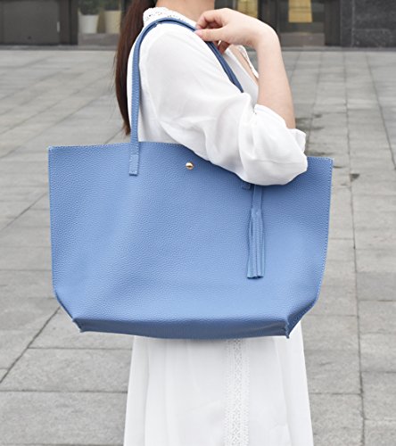 Image of Dreubea Women's Soft Faux Leather Tote Shoulder Bag from, Big Capacity Tassel Handbag