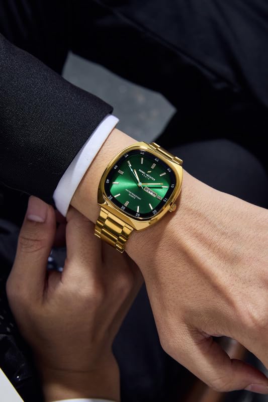 Image of Daniel Hechter Paris Bercy Collection Analog Quartz Watch for Men with Square Dial, Day-Date Display, Crystal Hour Markers and Stainless Steel Strap - DHM1053