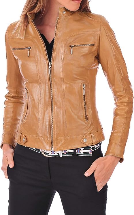 Faux Leather Jacket for Women, Vegan Jackets Motocycle Coat Moto Biker Outwear Coat Zip Up Fitted Slim Coat
