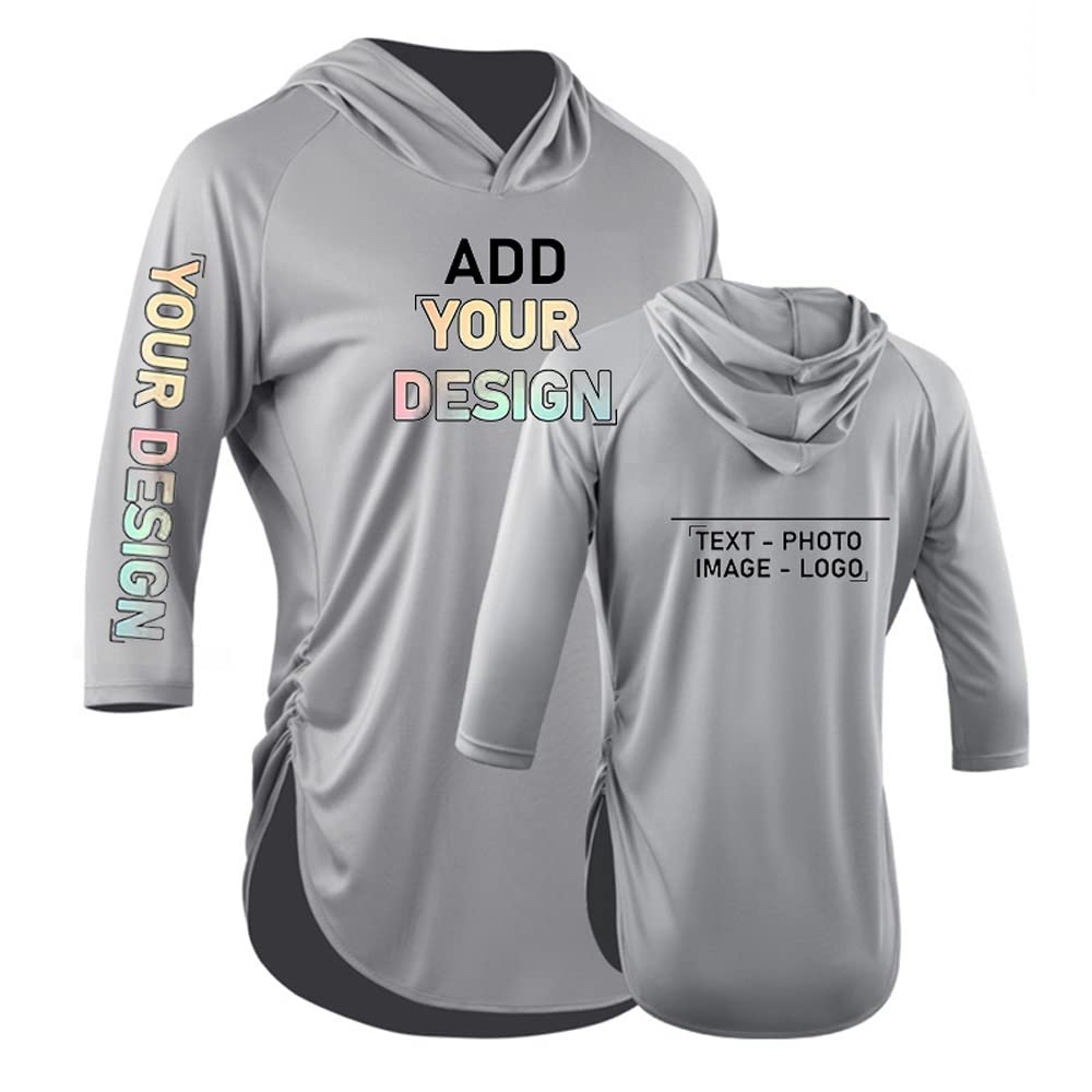 DEYI Image Photo Women's Light Weight Sweat Training Tops 3/4 Sleeve, Grey L