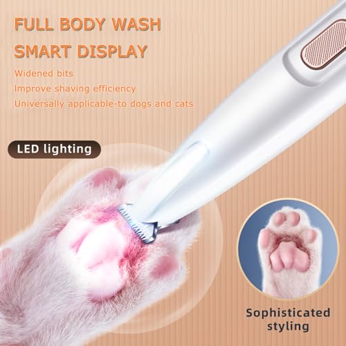 1PC Dog Paw Trimmer with LED Light,35dB Low Noise Precision Pet Paw Trimmer for Dogs Cats Grooming Clippers,Safety Electric Paw Hair Trimmer for Paws,Ears,Rump,Face,Eyes,Dog - Image 3