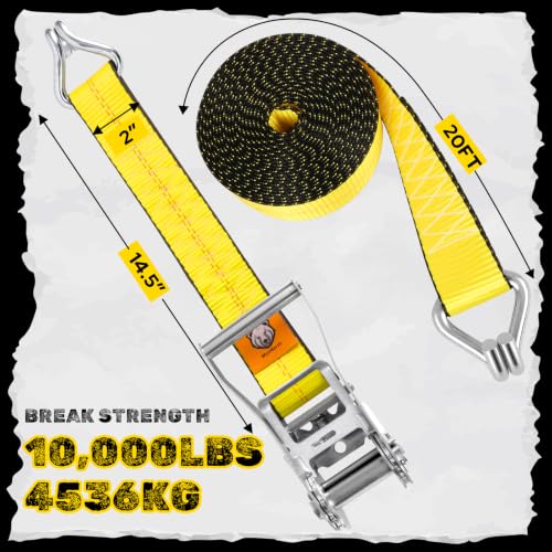 WynWerth 4 Pack Ratchet Straps Heavy Duty, 2" x 20' Tie Down Straps - image 7