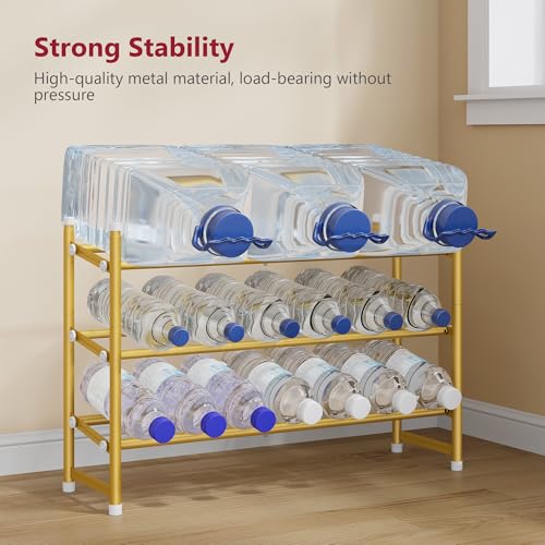 Image of Tajsoon Expandable Shoe Rack for Closet 3 Tier, 28 inch-41 inchAdjustable & Stackable Shoe Shelf Storage, Metal Shoe Rack Organizer for Front Door Entrance, Closet, Garage, Entryway, Gold