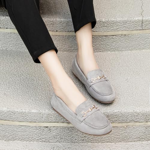 Image of Women's Wide Loafers Casual Slip on Flat Shoes Women's Comfort Penny Loafers with Arch Support Women Dressy Moccasins
