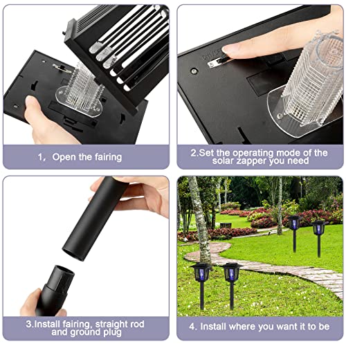 4 Pcs Solar Bug Zapper 2 In 1 Solar Insect Killer Torch Fly Mosquito Zapper Waterproof Mosquito Killer Lighting Lamp Outdoor Bug Repellent For Patio Indoor Outdoor #TOP2