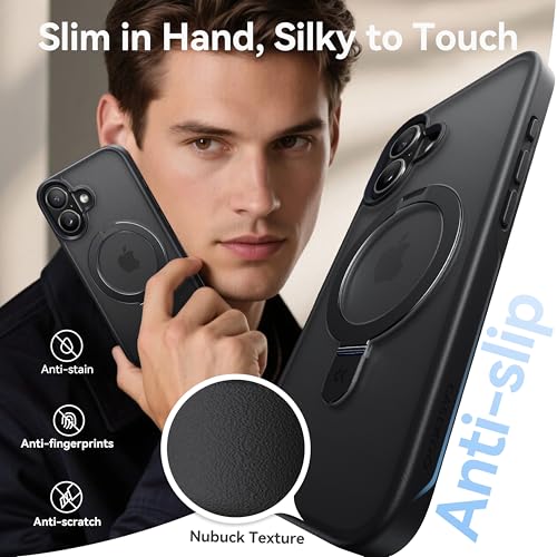 Image of CASEKOO Ultra-Magnetic Stand for iPhone 17 Case, Shockproof, Iris Purple | [Military Drop Protection] [Compatible with MagSafe] Translucent Slim Matte for iPhone 17 Phone Case with Ring Holder 6.3 inch