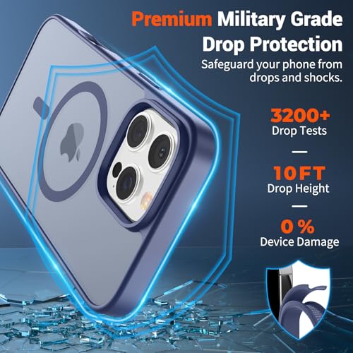 Image of SUPFINE Magnetic for iPhone 16 Pro Case (Compatible with MagSafe) (Military Grade Drop Protection) Slim Translucent Matte Shockproof with Anti-Fingerprint Phone Case,Lavender Gray