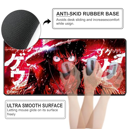 Image of Red Pirate Warrior XL Mouse Pad 58.5 x 28 cm Extended Gaming Desk Mat with Anti-Slip Rubber Base Mousepad for Smooth Surface Desk pad for PC & Laptop Use Waterproof & Stiched Multicolour Deskpad