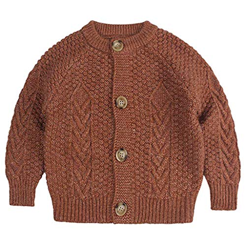 Baby Girls Sweater Cotton Long Sleeve Cardigan for Girls Infant Toddler Sweaters Autumn Winter (4-5 Years, Brown)
