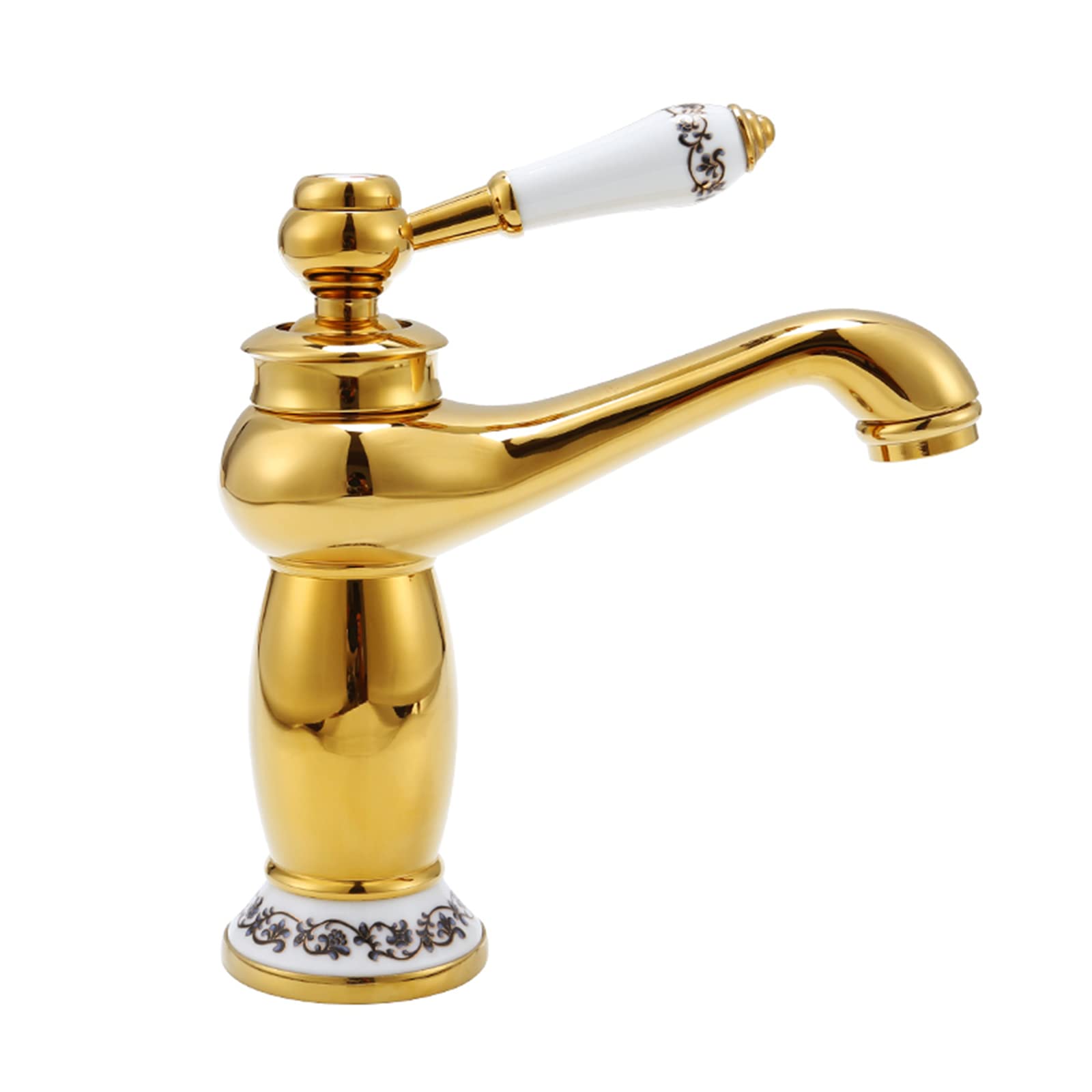 Robinet de lavabo doré en laiton antique pour installation 1 trou
