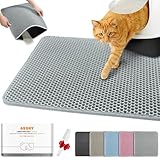 Assky 猫トイレマット、猫砂マット防水キャットリターマット、二重層EVA、無臭大きなグリッド、尿防止、簡単な掃除、6色展開、7サイズ対応、2025年