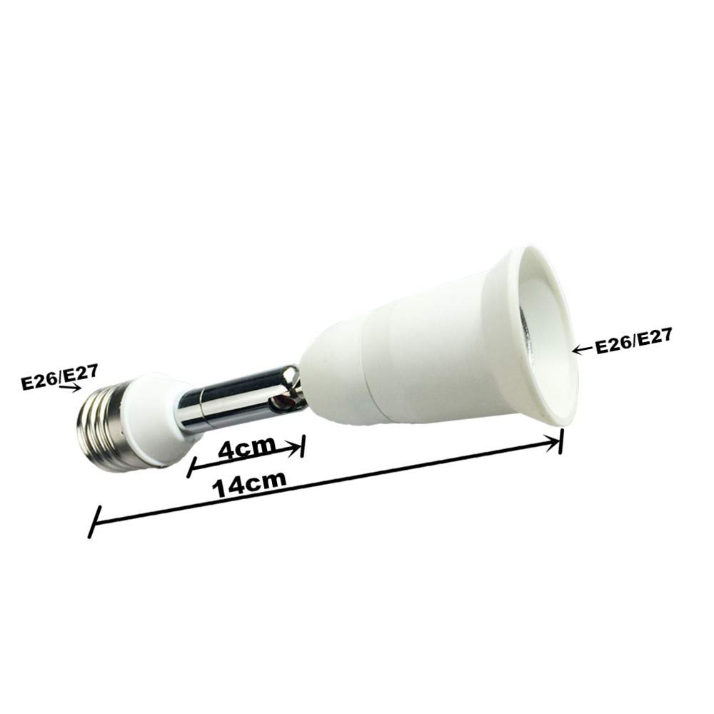 Adattatore Portalampada E27 Esteso 14cm - Rotazione 360°, Per Lampadine LED, Bianco - Foto 3