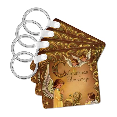 3dRose, Child Angels and Christmas Blessings, set of 4 Key Chains