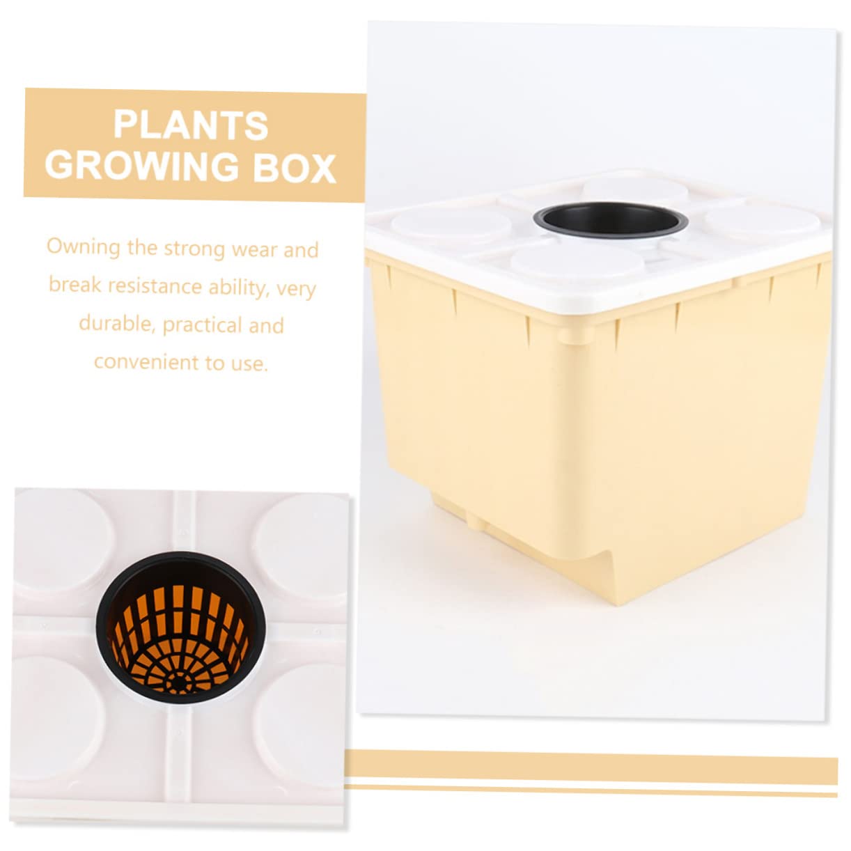TOYANDONA Secchio per Coltivazione Fuori Suolo in Pp Beige Design Semplice, Resistente al Calore e Anti-invecchiamento, per Orto Domestico e Piante da Fiore