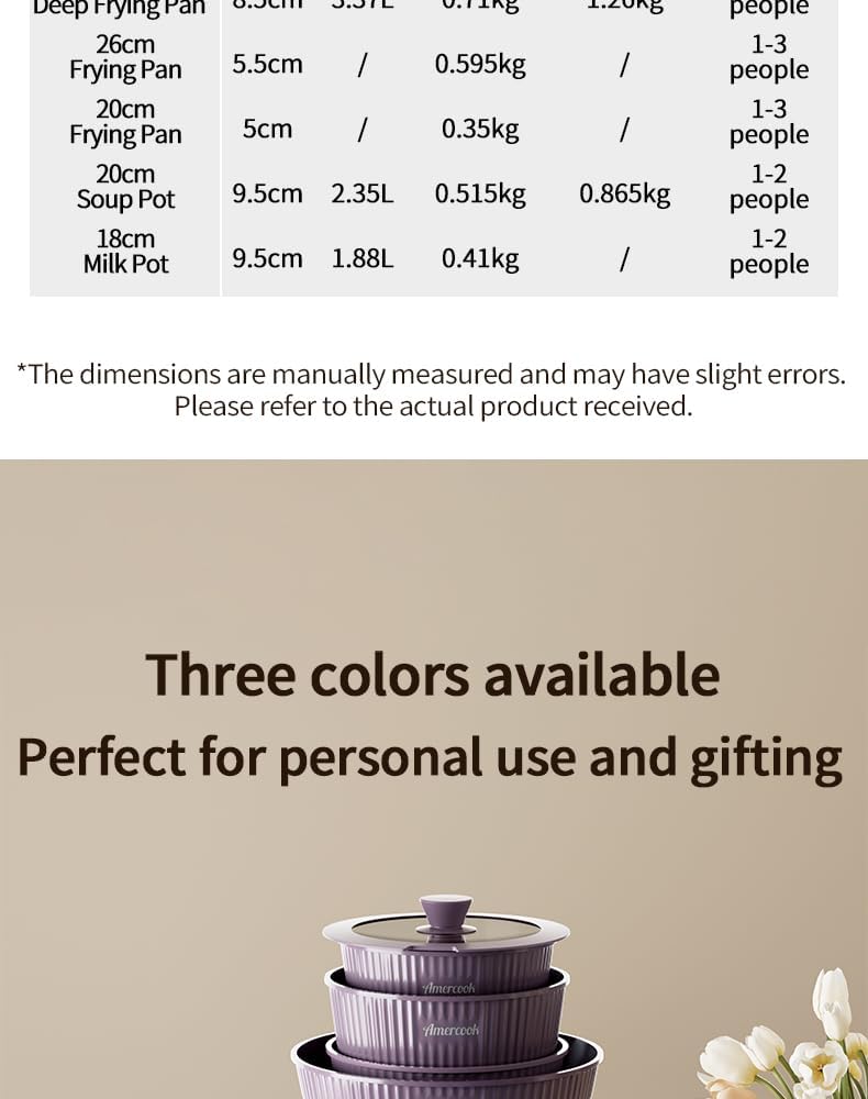 Amercook detachable nesting cookware non-stick versatile pot set, kitchen-specific cookware set for home use, Twilight Purple nine-piece set