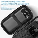 Etui twarde ochronne do Anker Power Bank 20000 mAh, futerał podróżny z uchwytem oraz zamkiem błyskawicznym, organizer na powerbank oraz kable, odporny na wstrząsy i zarysowania, do podróży i pracy