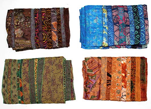Mango Gifts Women's Lot of 5 Sari Fabric Handmade Mix Color Scarves, Scarfs, Neckwraps, Women Boho Fashion Accessories, Assortment3