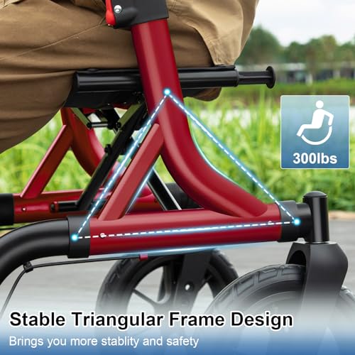 Image of MAXWALK Walkers for Seniors, Foldable Rollator Walker with Seat & Backrest