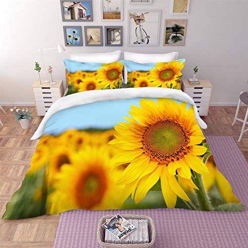 FANSU Parure de Lit Housse de Couette 2 Personne, 3 pièces Impression 3D Microfibre Hypoallergique avec Fermeture éclair Taies d'oreiller...