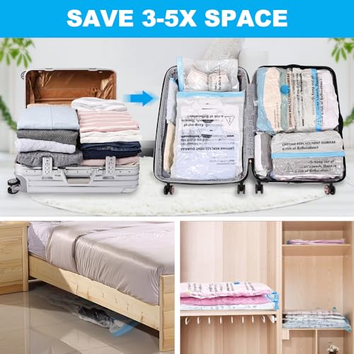 Mizikuu Vakuumbeutel 6er Set - Wiederverwendbare Aufbewahrungsbeutel Für Kleidung & Bettwäsche