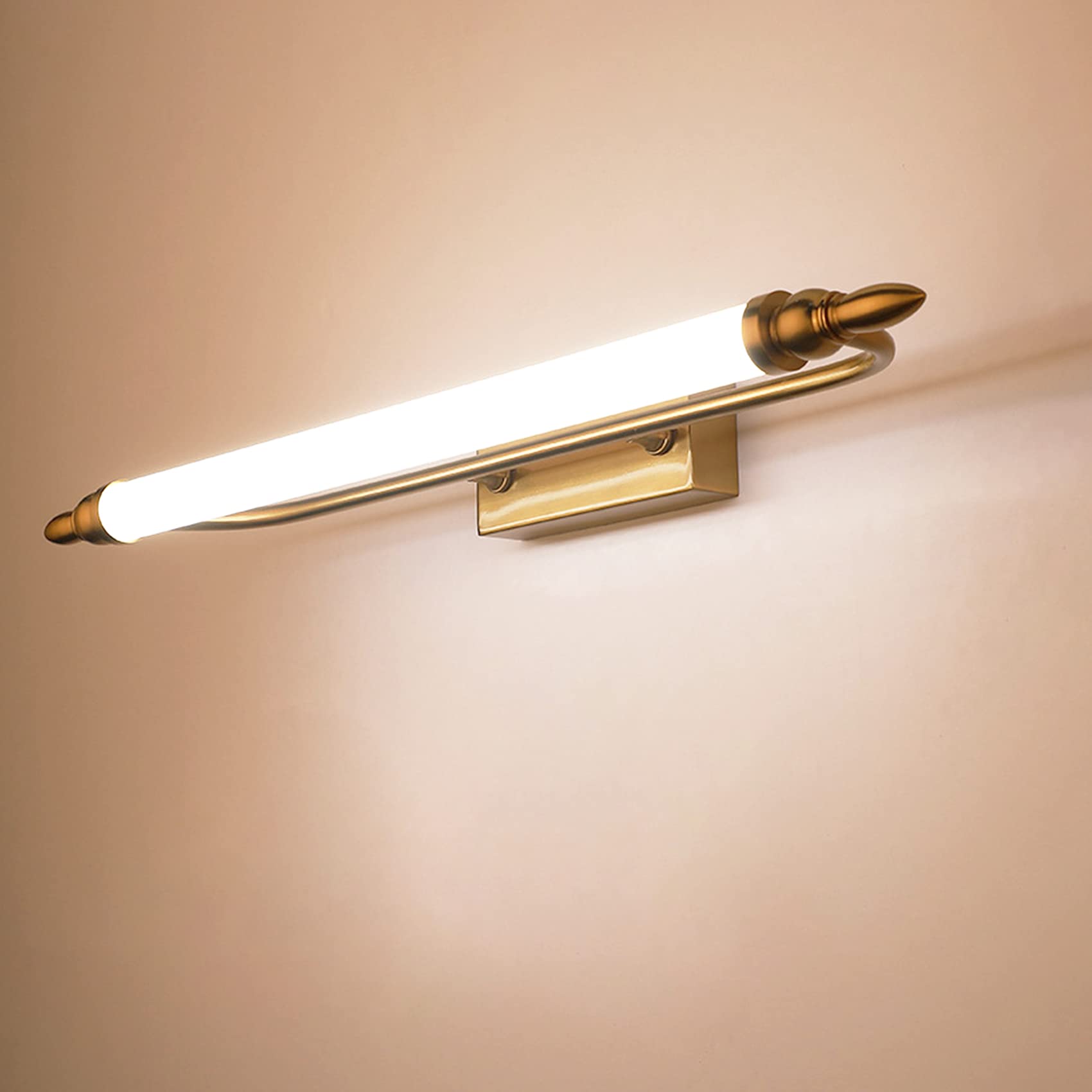 Lampy ścienne, Oświetlenie lustra łazienkowego LED, lustrzana lampa czołowa do antycznych metalowych luster łazienkowych złota lampa lustra w łazience/65 cm