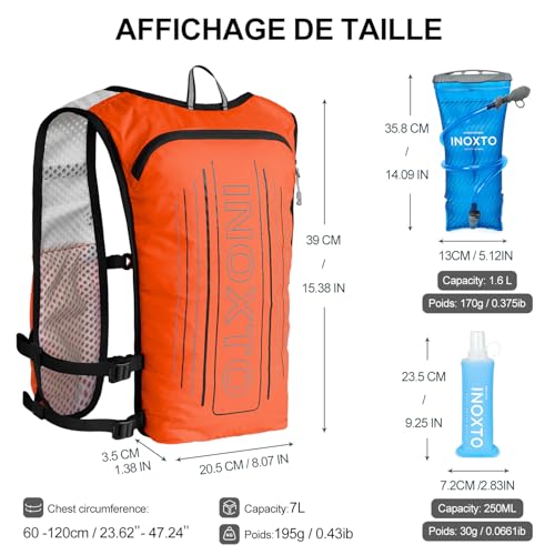 Image of INOXTO Running Hydration Vest Backpack,Lightweight Insulated Pack with 1.5L Water Bladder Bag Daypack for Hiking Trail Running Cycling Race Marathon for Women Men