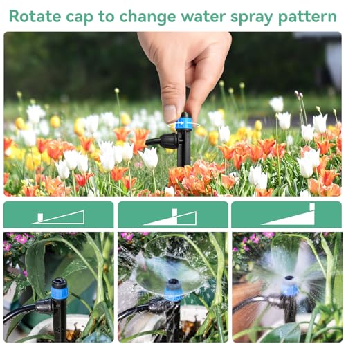 Image of Adjustable Drip Irrigation Emitters for 1 /4 inch Tubing, 25pcs | Adjustable 360 Degree Water Flow, Lock Barbed, Drip Spray Emitters Parts, Garden Watering System
