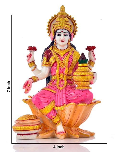 Image of Handicraft Polyresin Marble dust Laxmi Ji Murti forbest for Diwali Decor Pooja Room I Home Temple Decoration Items I god Idols I Statue I God Idols I (Size :: 7 x 4 Inche)