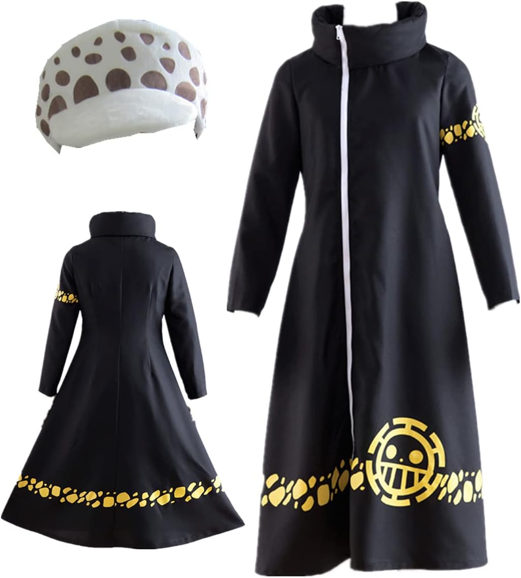 US size men's coat Cosplay Costume Luo Adult Black printed Robe and hat Full suit