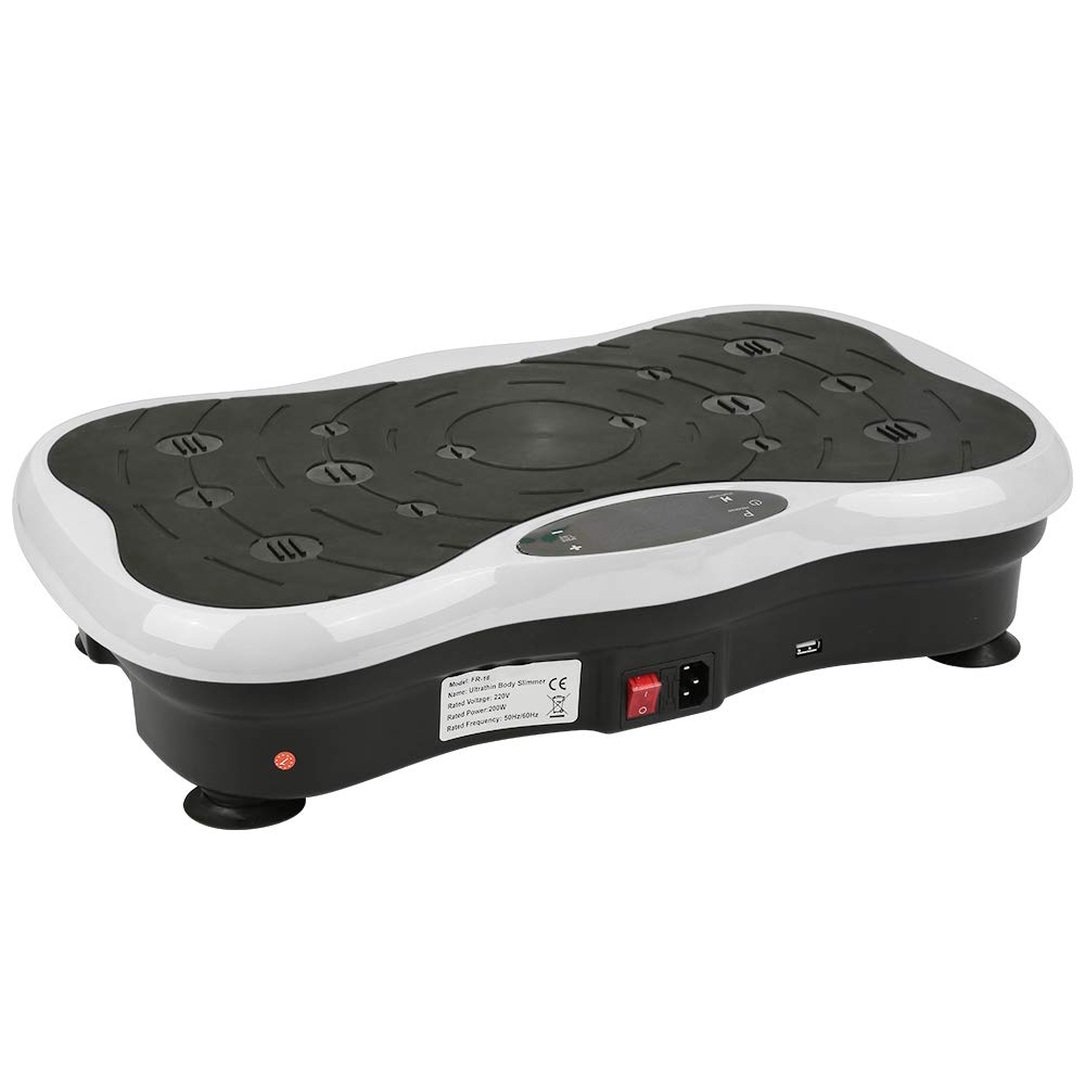Plateforme Vibrante Oscillante Basic Fitness pour Perte de Poids 53x32.5x12 cm Noir Blanc