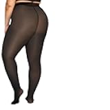 UISLII Plus Size Fleece Lined Tights &20-30mmHg Compression Socks for Circulation Support,Warmth and Health Combo(Black-XXL-T Tights+Black/Light Blue/Pink/Purple/Green-2XL socks)