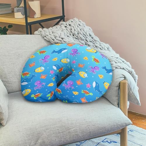 Image of Underwater Animals Nursing Pillow Cover for Infant, Lightweight Neutral Breastfeeding Pillow Slipcover, Easy to Clean Removable Pillow Cover for Infant Snug