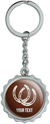 Personalized Custom 1 Line Lucky Horseshoes Cowboy Cowgirl Keychain Chrome Plated Metal Pop Cap Bottle Opener