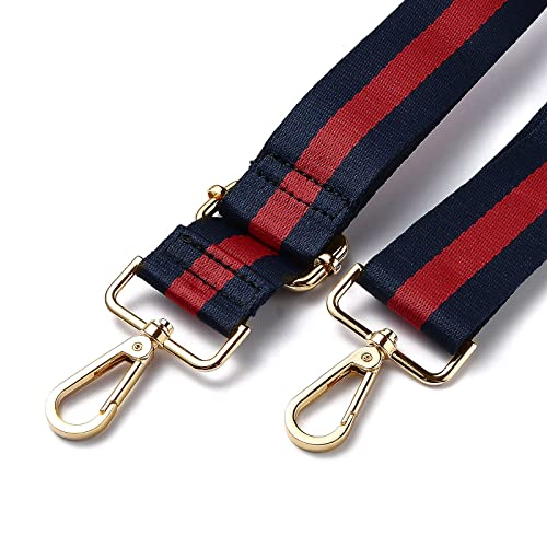 Image of BEEFLYING Blue and Red Stripe Adjustable Shoulder Strap Replacement Belt Crossbody Handbag Canvas Purse Strap Replacement Nylon Bag Straps for Bag Replacement Repairing Accessories