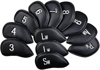 Golf Club Iron Head Cover 12pcs Fits Most Clubs Deluxe Synthetic Leather Professional, Embroidered Embroidered Club Label on Both Sides Fit All Irons Clubs