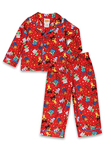 Daniel Tiger Neighborhood Toddler Flannel Coat Style Pajamas (5T, Red)