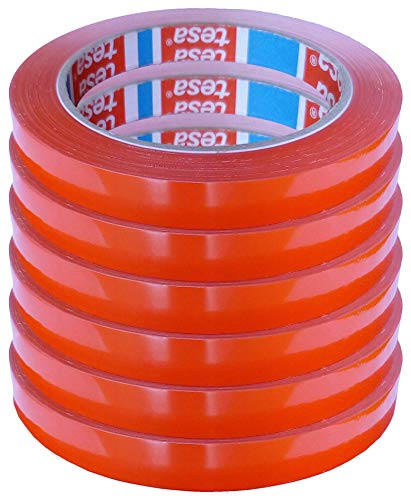 Preisvergleich Produktbild TESA Klebeband Markierungsband tesafilm 4204 PVC, 12mmx66m / Ideal für Tischabroller und Beutelverschlußmaschinen, 6 Rollen, Rot