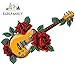FAFPAY Naklejka samochodowa 13 cm x 9,5 cm na gitarę z czerwoną różą naklejka na lodówkę Campervan naklejki samochodowe materiał winylowy odporny na zarysowania wystrój