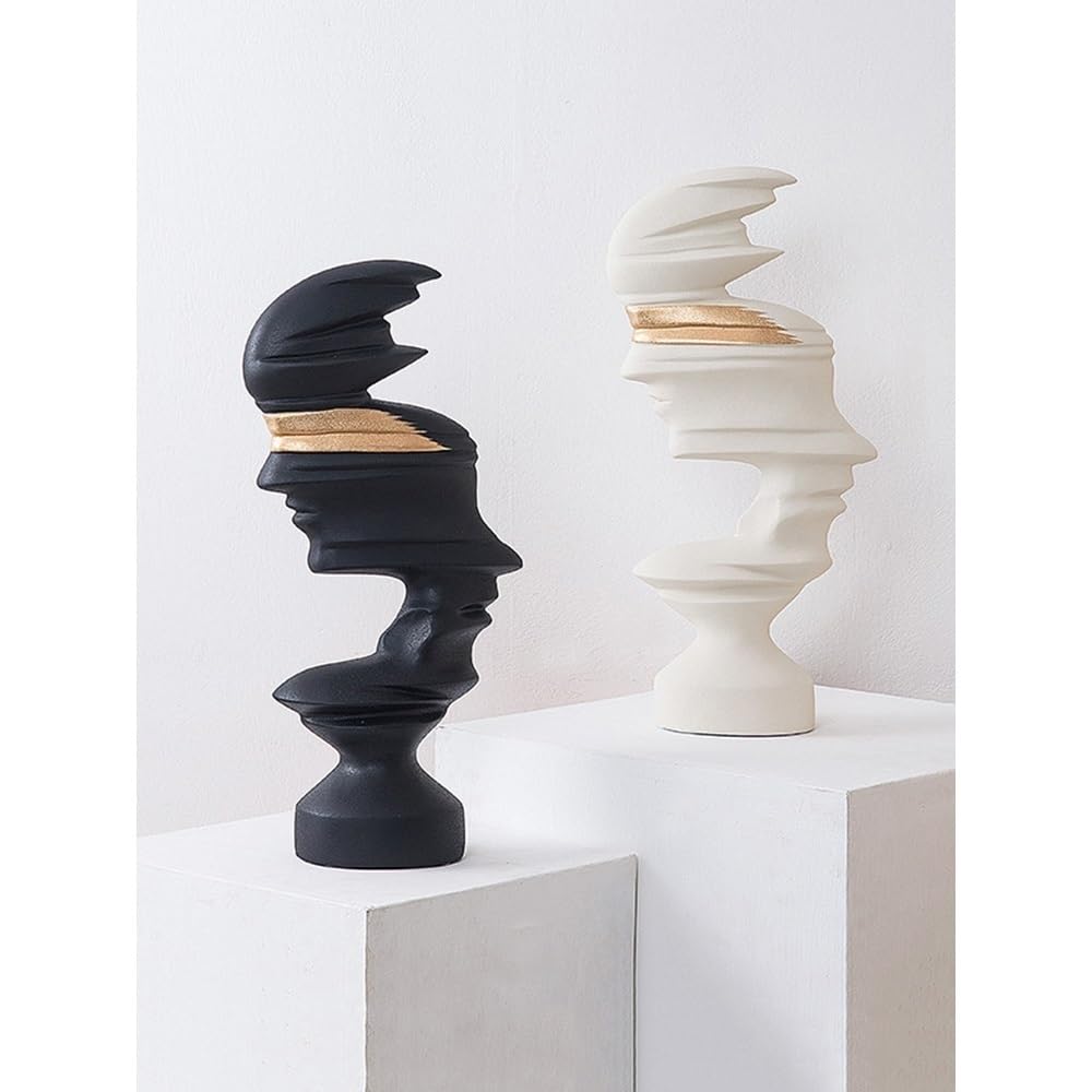 Estatua de Mesa Black and White Matte Abstract Figure Ornaments Modern Simple Porch TV Cabinet Resin Sculpture Decoration Estatua de Decoración