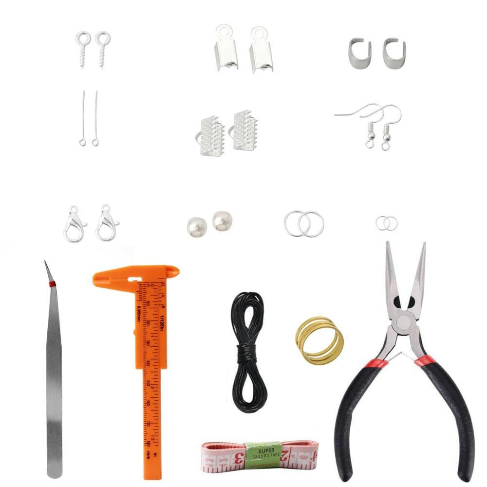 10 griglie Anelli di salto aperti Anelli divisi Chiusure per aragosta Gancio per orecchini Pinze per cavi Set per risultati di gioielli Realizzazione di accessori per gioielli-6