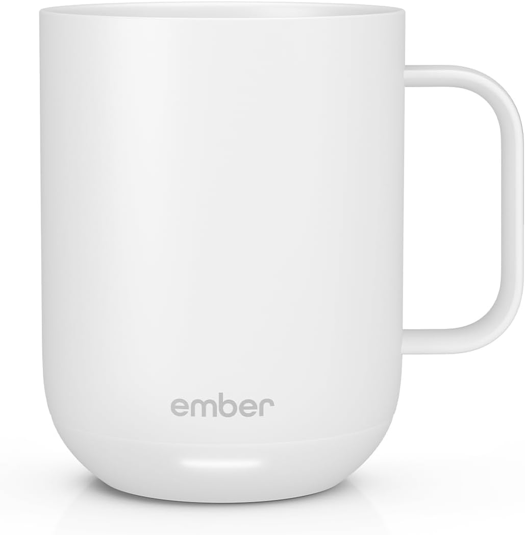 New Ember Temperature-Control Smart Mug 2, 295 ml, White, 1.5-hr Battery Life – App-Controlled Heated Coffee Mug – Improved Design