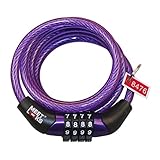 MEETLOCKS 自転車 コイルケーブルロック スーツケース 4桁ダイヤル式 ワイヤー錠 鍵いらず コード付き 8x1200mm(L) パープル