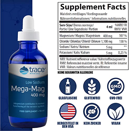 Ionisches Magnesium von Trace Minerals – Mega-Mag 400 mg Magnesiumchlorid