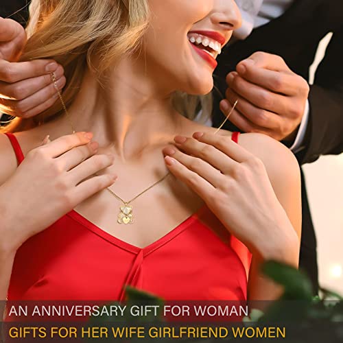 Willshine Rose Teddy Bear Preserved Forever Rose Flower With 18K Real Gold Pendant Necklace For Women,Eternal Red Rose Gift Box For Her On Anniversary Valentines Day Mothers Day Christmas Birthday. #TOP5