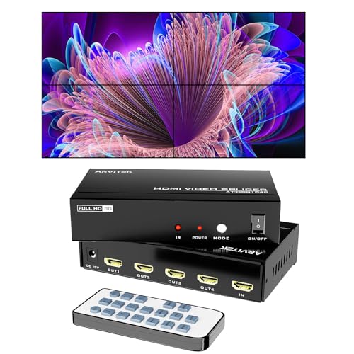 Image of 4K HDMI Video Wall Controller 2x2, 4 TV Screens Into 1 Wall Display, Video TV Wall Splicing Processor Splicer w /Remote, 8 Splicing Modes, Plug & Play