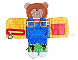 SKK BABY Dress up Bear Activiy Toy Soft Fabric Book with Buckle Shoe Tie Button Zipper Snap 6-36 Months