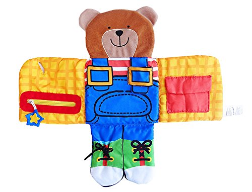 SKK BABY Dress up Bear Activiy Toy Soft Fabric Book with Buckle Shoe Tie Button Zipper Snap 6-36 Months