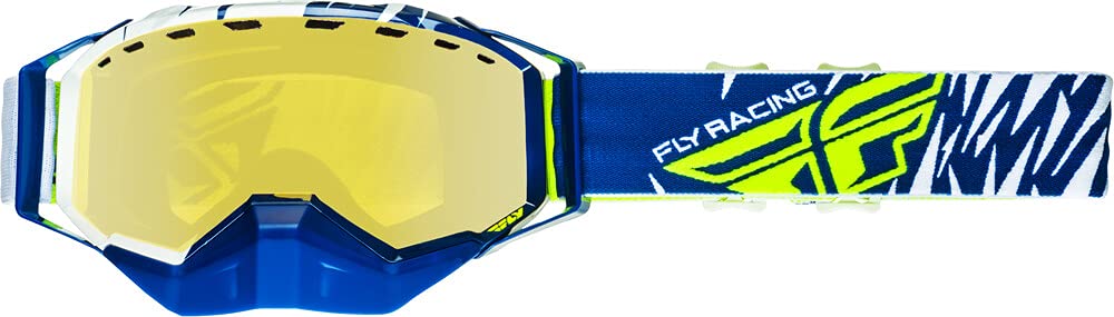 Fly Racing Zone Pro Adult Snow Goggles (Blue/White/Hi-Vis W/Orange Smoke Lens)