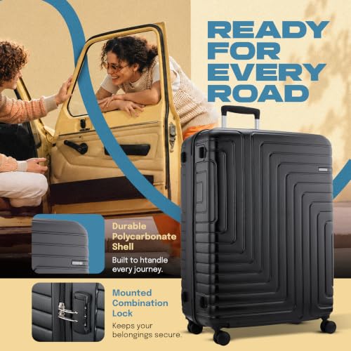 Image of American Tourister Ivy NXT | Luggage Trolley Bag (79 cm) | 360 8 Wheel Travel Luggage | 2 Compartments | Hard Luggage Polycarbonate Suitcase | Mounted Combination Lock | 3 Years Warranty | Black