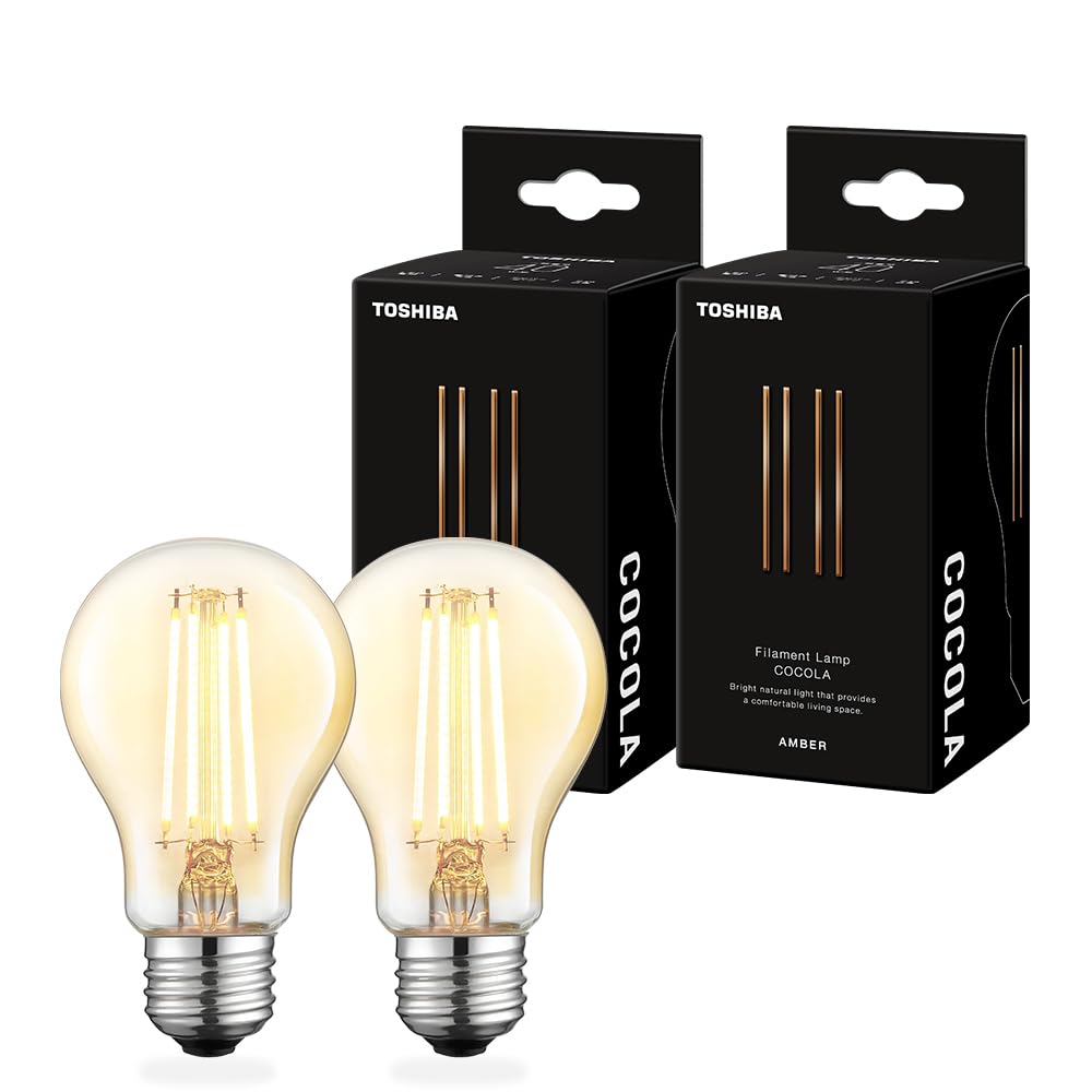 Amazon | TOSHIBA フィラメントLED電球 E26 A形 40W相当 アンバー 電球